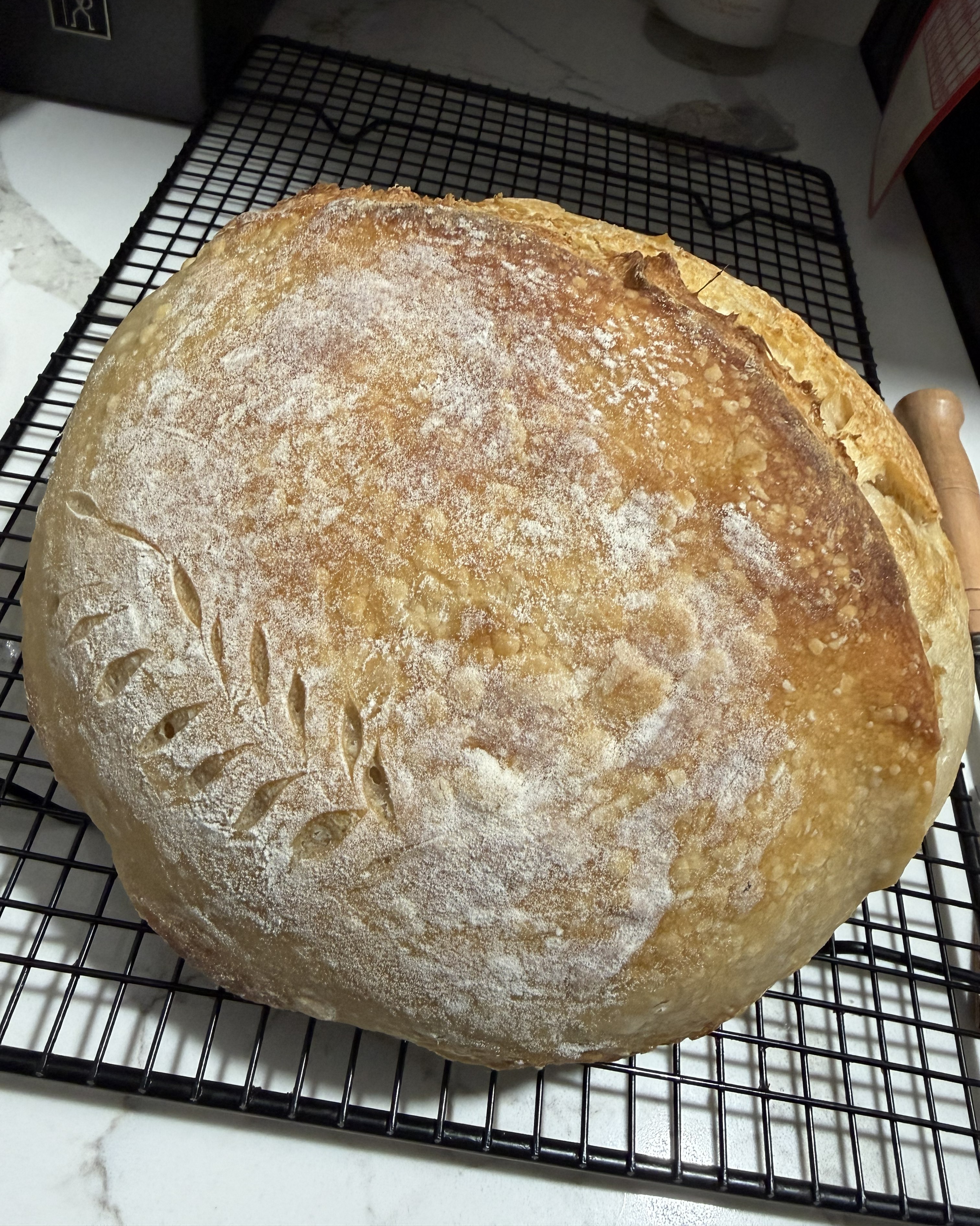 Finished loaf on the cooling rack